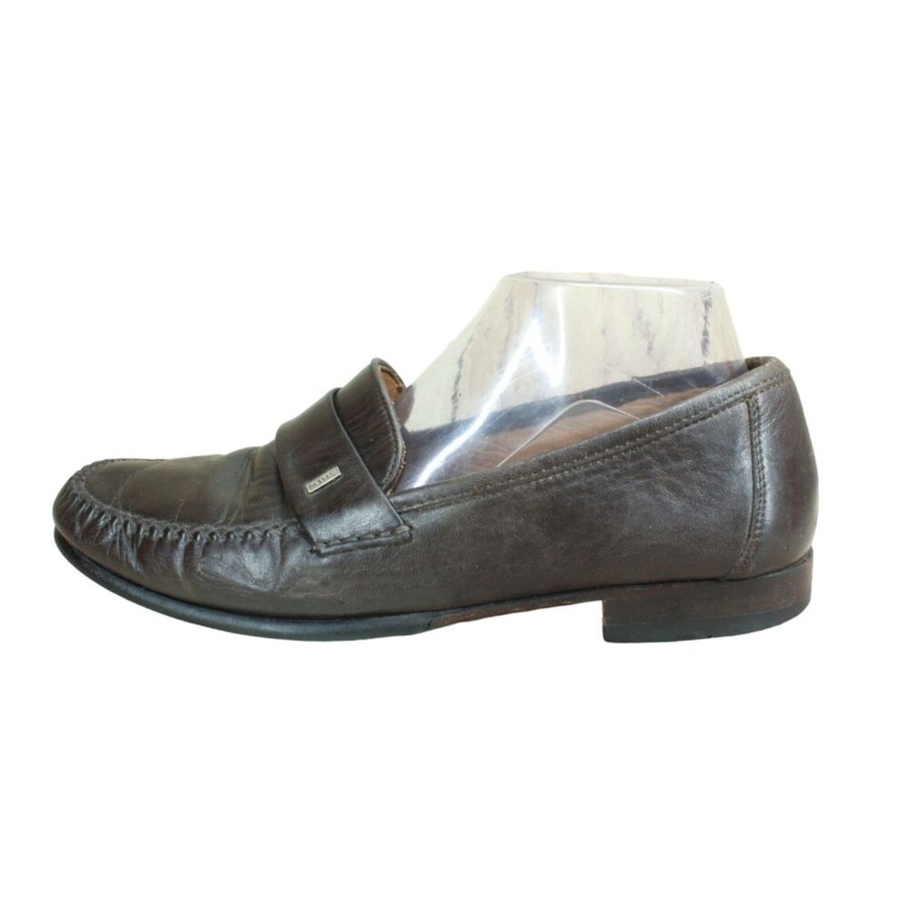 Bally Sanzeno-U Brown Leather Slip On Loafers Shoes Italy Made Size 7.5 D